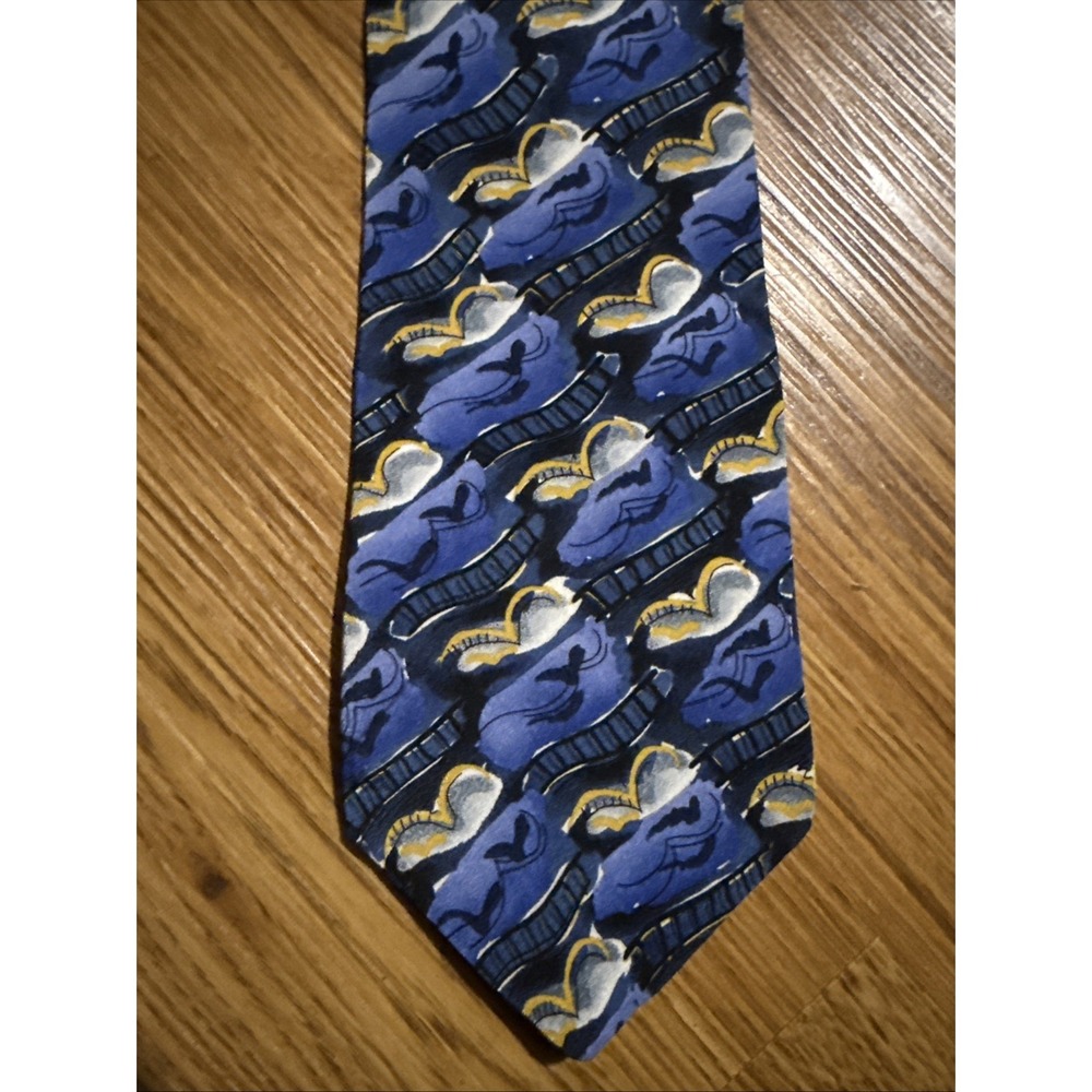 J Garcia Blue/Black/Gold David Collection 15 Fifteen 100% Silk Vintage 1996 Tie